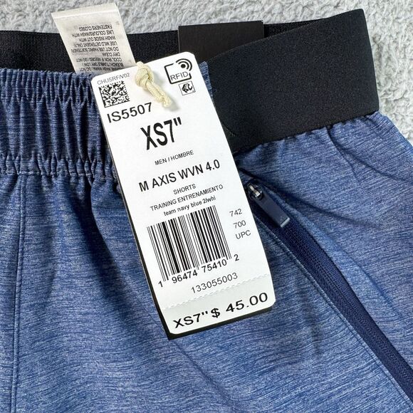 Adidas Axis Woven Shorts Mens XS Blue Running Active 7" Inseam Pockets NWT - Picture 2 of 8